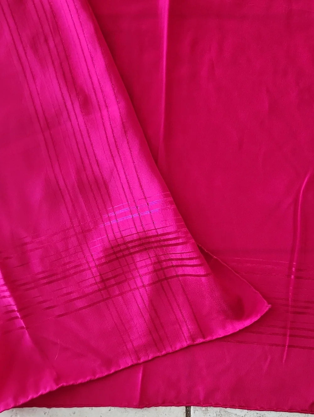Vibrant Fuchsia Square Silk Scarf With